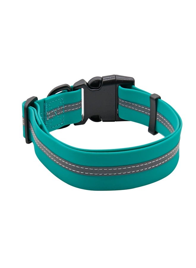 NIMBLE Dog Collar Waterproof Pet Collars Anti-Odor Durable Adjustable PVC & Polyester Soft with Reflective Cloth Stripe Basic Dog Collars S/M/L Sizes (Medium (11.81”-18.5”inches), Emerald Green) - Image 2